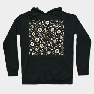 Black and White Floral Hoodie